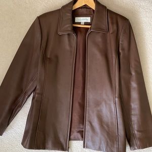 Vintage Brown leather Liz Claiborne zipper jacket